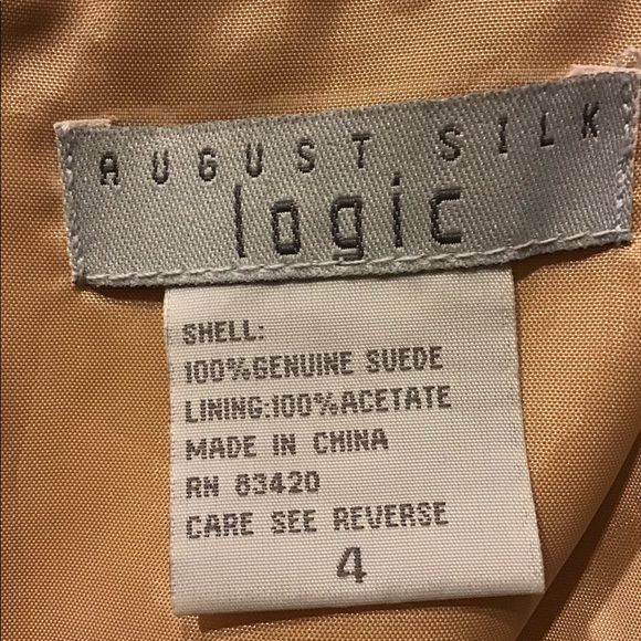 Vintage August Silk Logic skirt beige tan suede 4 - Picture 7 of 9